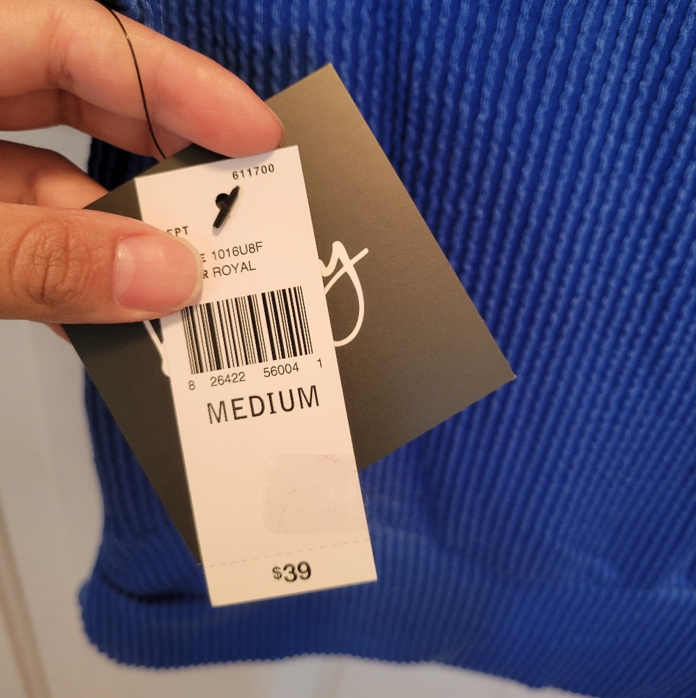 NWT women's royal blue top. Cut shoulder style shirt. - Picture 6 of 6